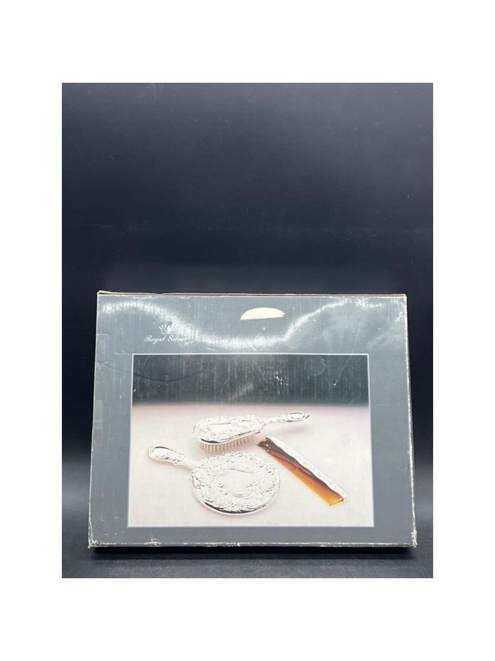 Vanity Dresser 3 Pc Silver Plated Set Vintage